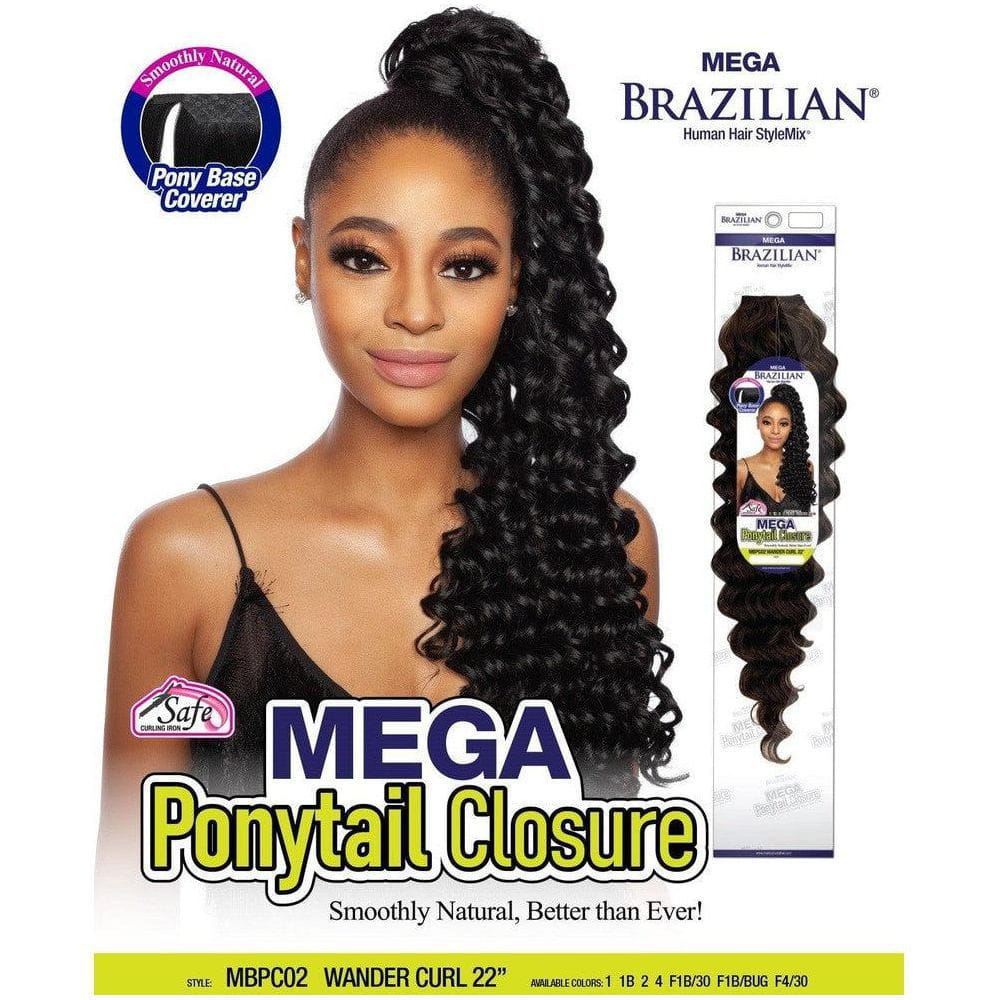 Mane Concept Health & Beauty Mega Brazilian Ponytail Closure Human WANDER CURL 22"