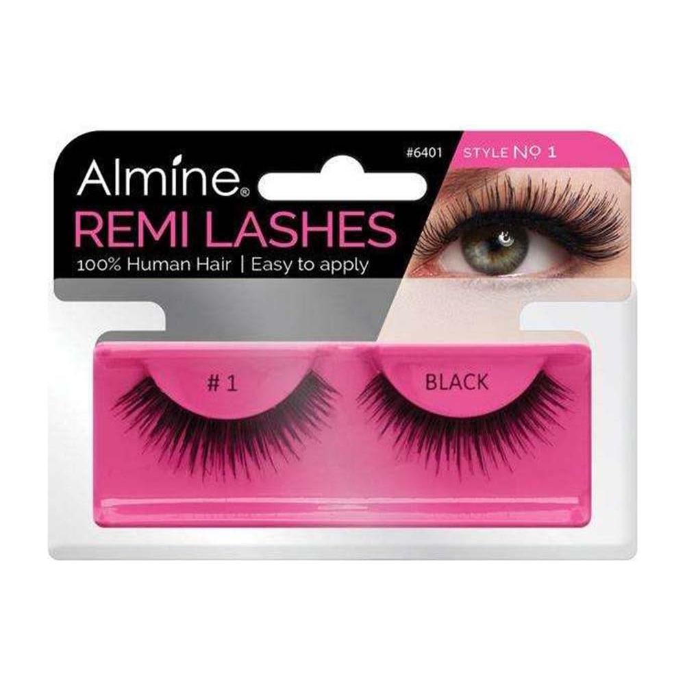 Almine Eyelashes (Style No.1) Black 100% Remi Human Hair