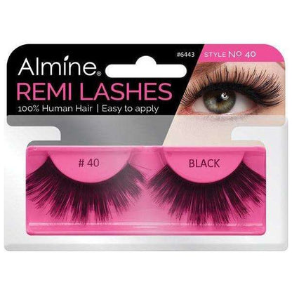 Almine Eyelashes (Style No.40) Black 100% Remi Human hair