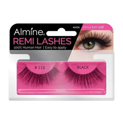 Almine Eyelashes (Style No.118) Black 100% Remi Human Hair