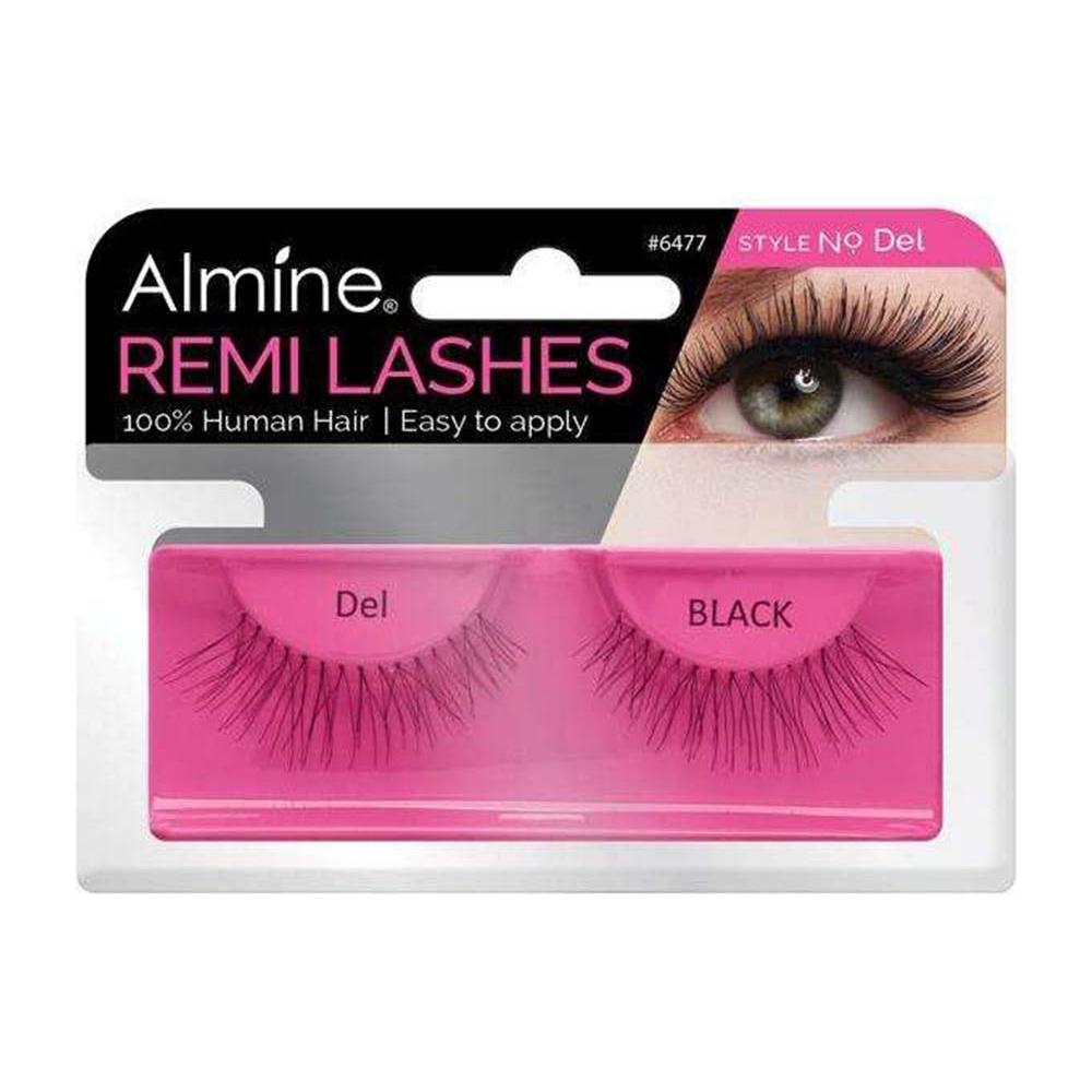 Almine Eyelashes (Style No. Del) Black 100% Remi Human Hair