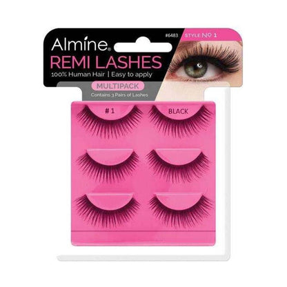 Almine Eyelashes (Style No. 747M) Black 100% Remi Human Hair