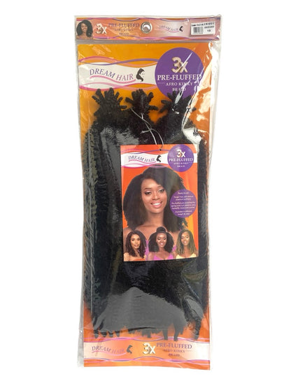 Dream Hair 3x Pre-Fluffed Afro Kinky Braid Synthetic Hair 16'' / 28''