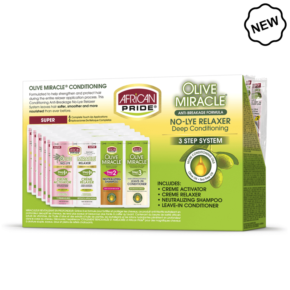 African Pride 3-Step Olive No-Lye Relaxer Quad Sachets Super System | gtworld.be 