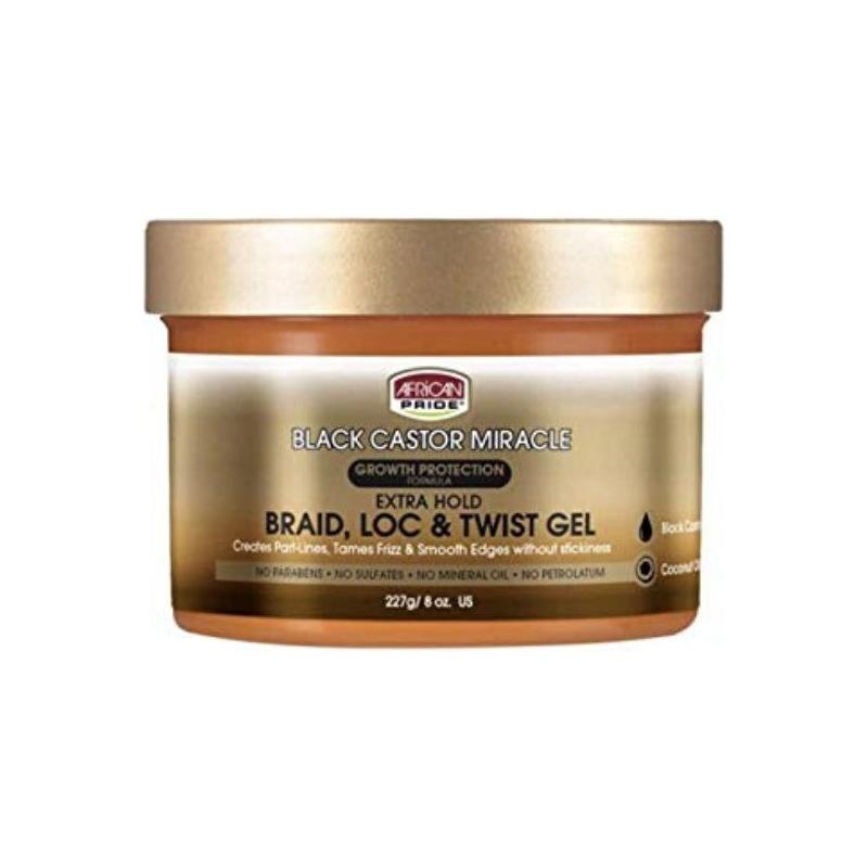 African Pride Health & Beauty African Pride Black Castor Miracle Braid, Loc & Twist Gel 227g