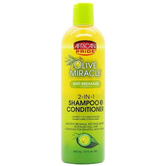 African Pride Health & Beauty African Pride Olive Miracle Anti Breakage 2in1 Shampoo and Conditioner 355ml