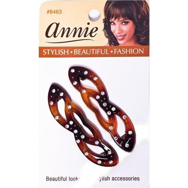 Annie Auto Barrettes/Haarspangen With Glitter Stones, 6,5Cm, Tortoise, Pack of 2 - Gtworld.de