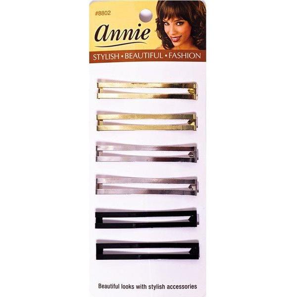 Annie Health & Beauty Annie Hair Clips/Haarspangen, Metal, Brown Tone, 6 cm, 6 Pieces