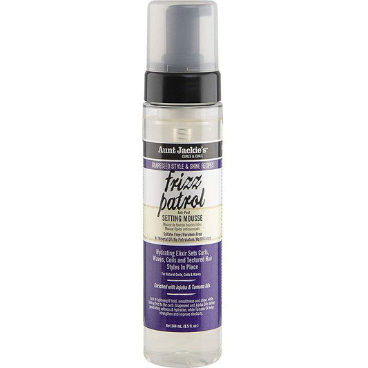 Aunt Jackie's Curls & Coils Frizz Patrol Anti-Poof Setting Mousse 244ml | gtworld.be 