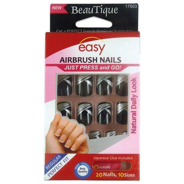 BeauTique Health & Beauty Nails 17503 Easy Airbrush Nails Just Press And Go! 20 Nails, 10 Sizes