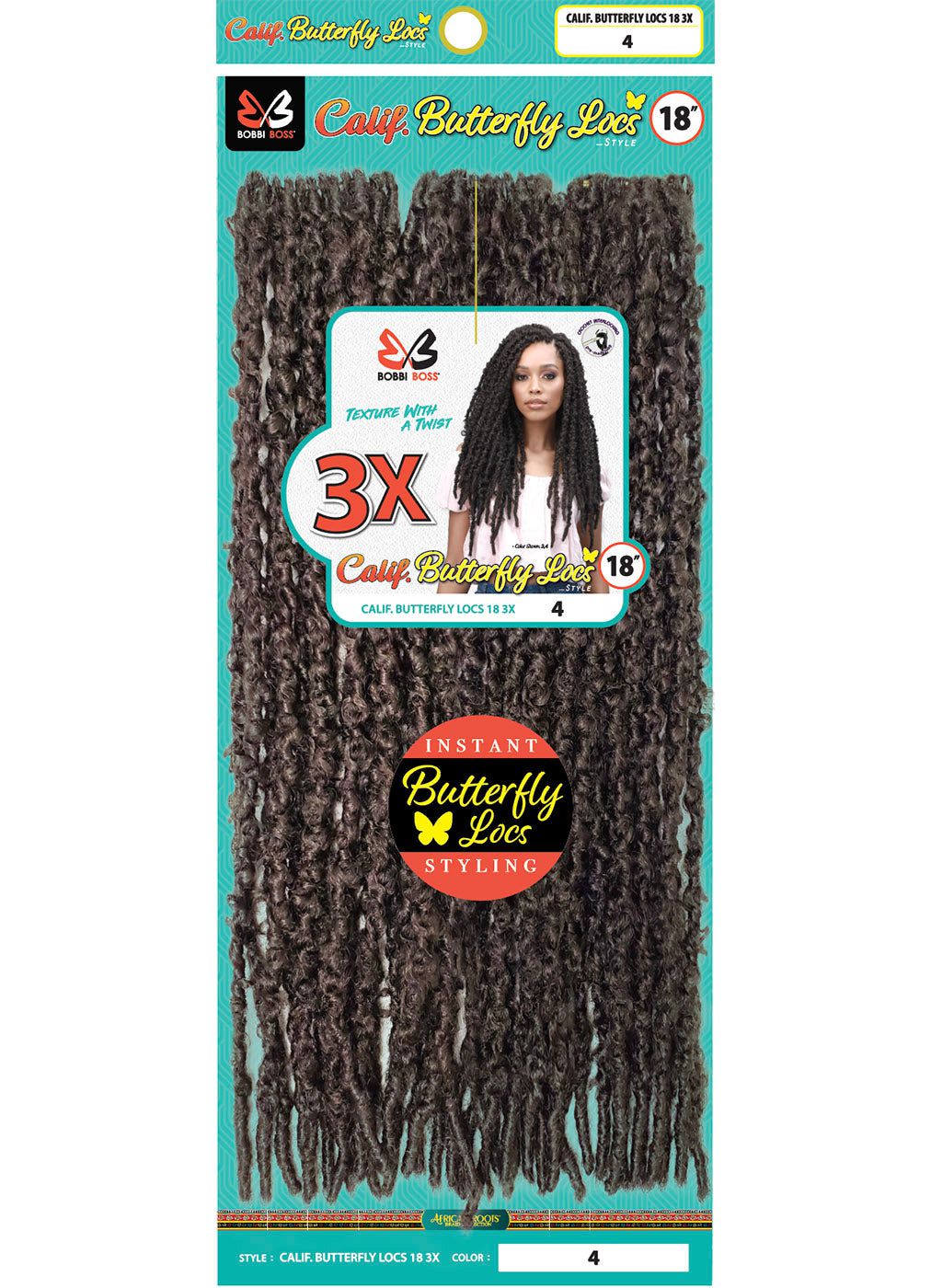 BOBBI BOSS BOBBI BOSS 3X Calif. Butterfly Locs Pre-Looped Crochet Braid Cheveux artificiels 18"