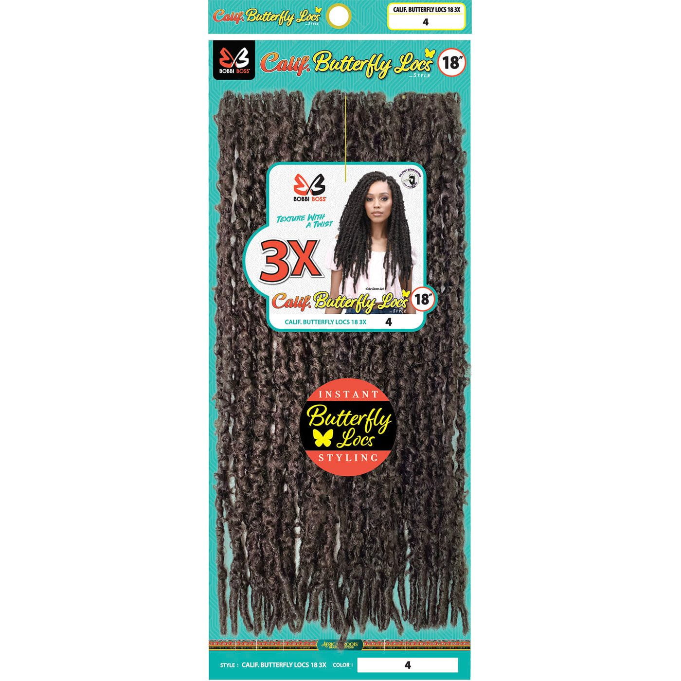 BOBBI BOSS Health & Beauty BOBBI BOSS 3X Calif. Butterfly Locs Pre-Looped Crochet Braid Cheveux artificiels 18"