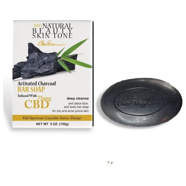 Clear Essence Health & Beauty Clear Essence Activated Charcoal Bar Soap Infused With CBD 5oz / 150g