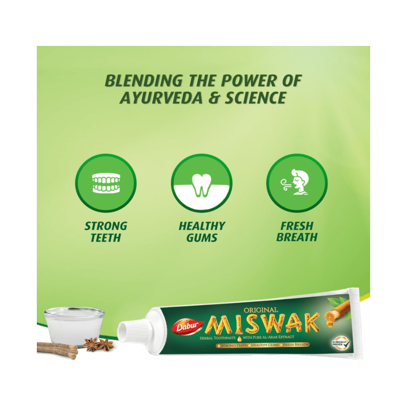 Dabur Amla Health & Beauty Dabur Miswak Herbal Whitening Toothpaste - 100g for Strong Teeth & Brighter Smiles