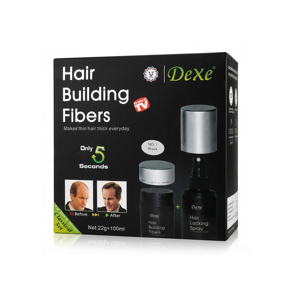 Dexe Health & Beauty Black Dexe - Kit classique de fibres capillaires (noir et brun foncé)