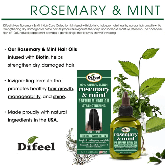 DiFeel Difeel Rosemary & Mint Premium Hair Oil With Biotin 75ml / 210ml