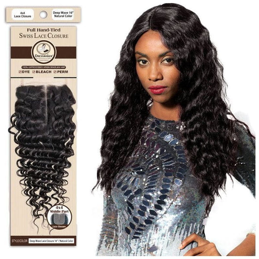 Dream Hair Health & Beauty Natural Brazilian TOP Part lace CLOSURE Deep Wave Natural Color