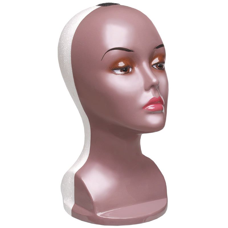 Dream Hair Mannequin, Half Face Brown/Dekokopf, Perückenkopf