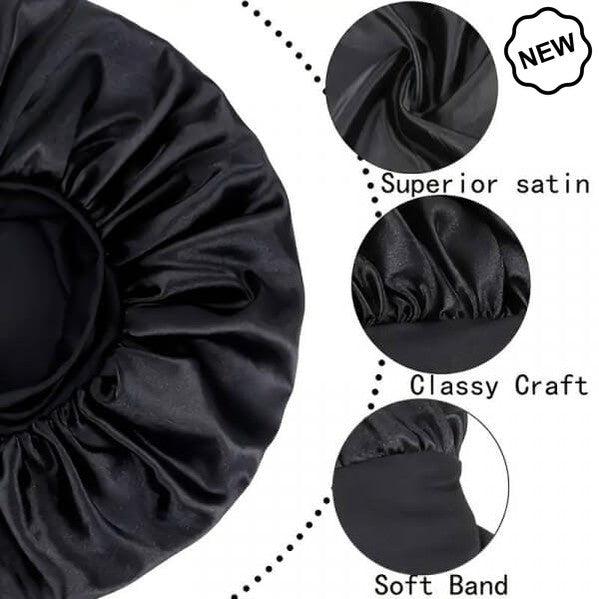 Dreamfix Black Satin Bonnet For Sleeping & Showering | gtworld.be 