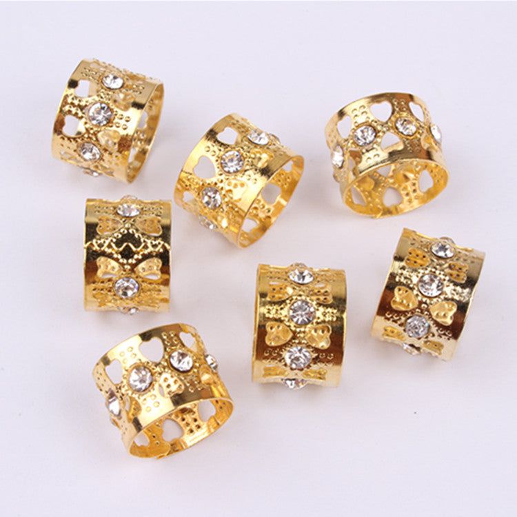 Dreamfix Dreamfix Gold Rhinestone Metal Hair Cuff Clip Beads 24pcs