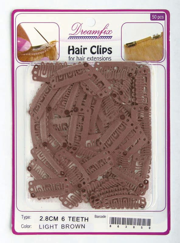 Dreamfix Dreamfix Hair Clips for Extensions/Haarverlängerung Clips, Light Brown, 28mm 50p