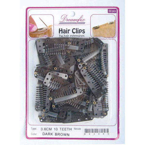 Dreamfix Dreamfix Hair Clips/Haarverlängerung Clips, Dark Brown, 38mm, 10 Teeth, 50 Piece