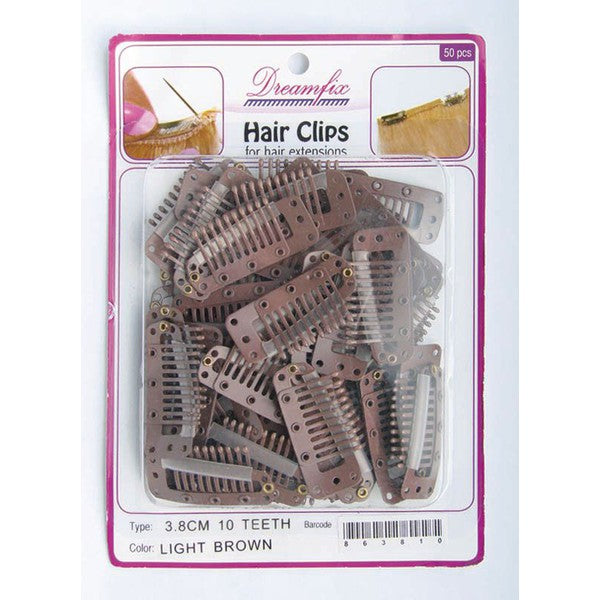 Dreamfix Dreamfix Hair Clips/Haarverlängerung Clips, Light Brown, 38mm, 10 Teeth, 50 Piec