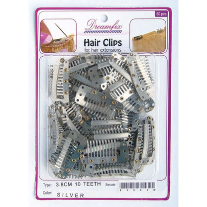 Dreamfix Dreamfix Hair Clips/Haarverlängerung Clips, Silber, 38 Mm, 10 Teeth, 50 Pieces