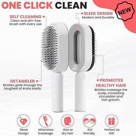 Dreamfix Self Cleaning Hair Detangling and Scalp Massager Brushes White/Purple | gtworld.be | white