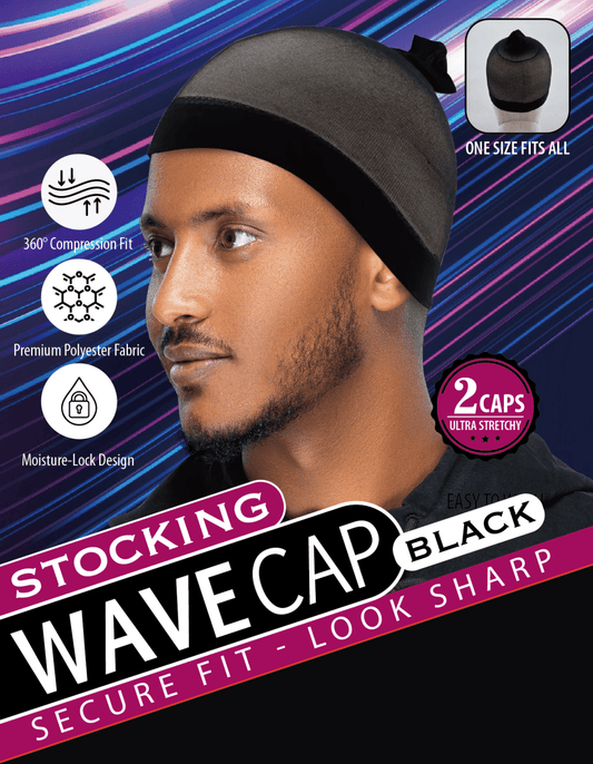 Dreamfix Health & Beauty Black Dreamfix Stocking Wave Cap 2pcs