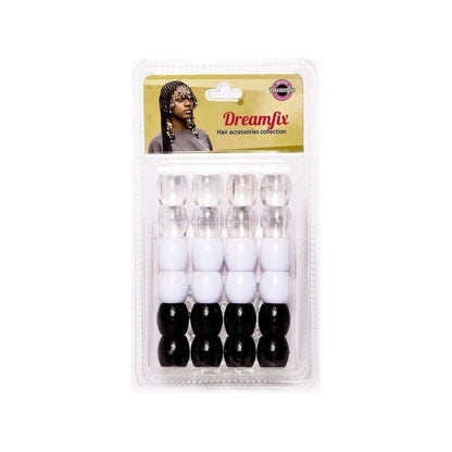 Dreamfix Health & Beauty Black&white&transp Dreamfix Large Hole Plastic Hair Beads Kids 24pcs