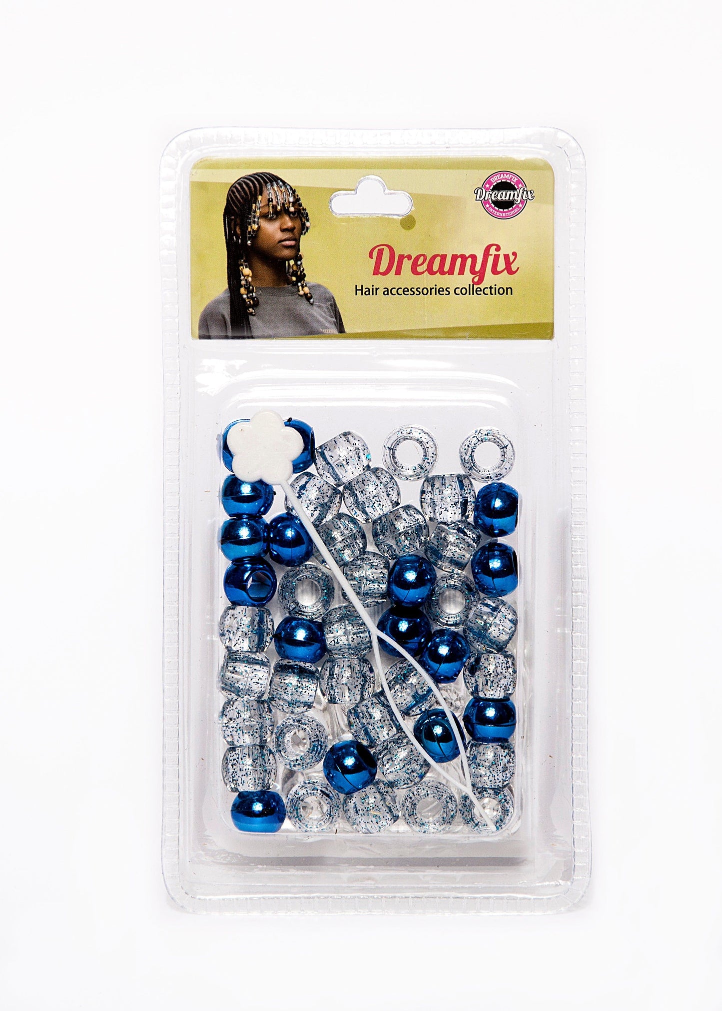 Dreamfix Health & Beauty Blue Dreamfix Plastic Hair Beads Double Color For Kids and Transparent