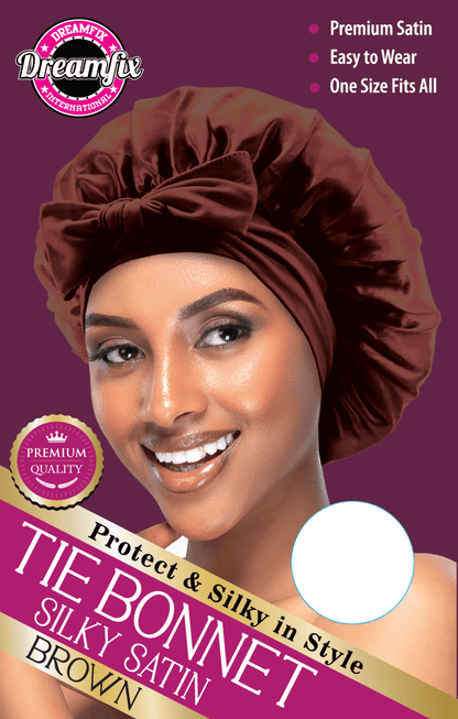 Dreamfix Health & Beauty Brown Dreamfix Tie Bonnet Satin
