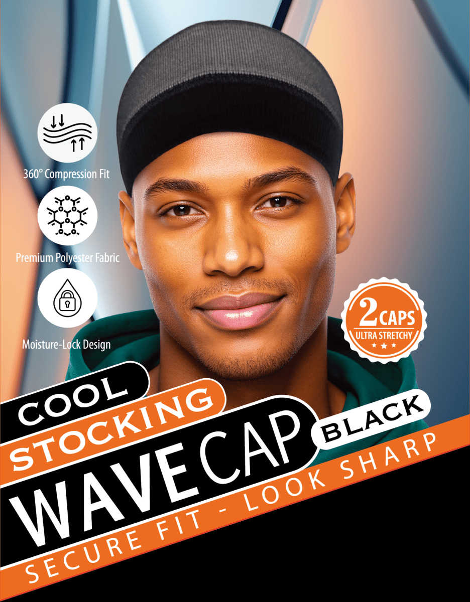 Dreamfix Health & Beauty Cool (Black) Dreamfix Stocking Wave Cap 2pcs