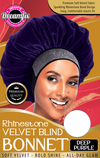 Dreamfix Health & Beauty Deep Purple Dreamfix Rhinestone Velvet Blind Bonnet