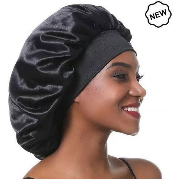 Dreamfix Health & Beauty Dreamfix Black Satin Bonnet For Sleeping & Showering