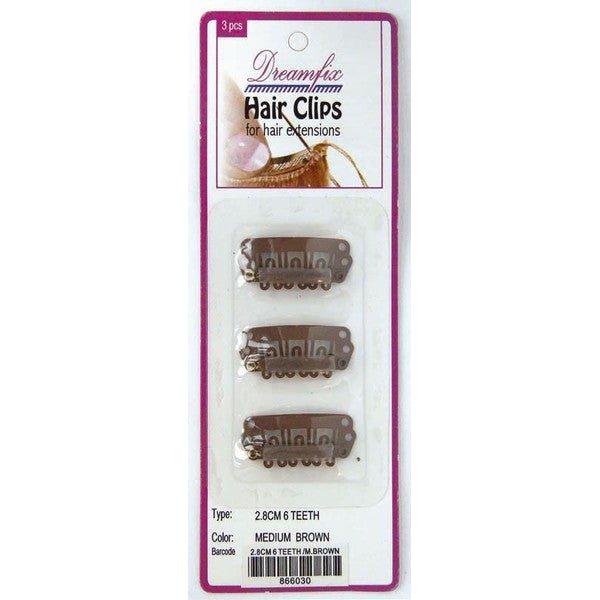 Dreamfix Health & Beauty Hair Clips 3 Pcs 6 Teeth 2.8cm :Medium Brown Hair Clips 3 Pcs 6 Teeth 2.8Cm :Light Brown