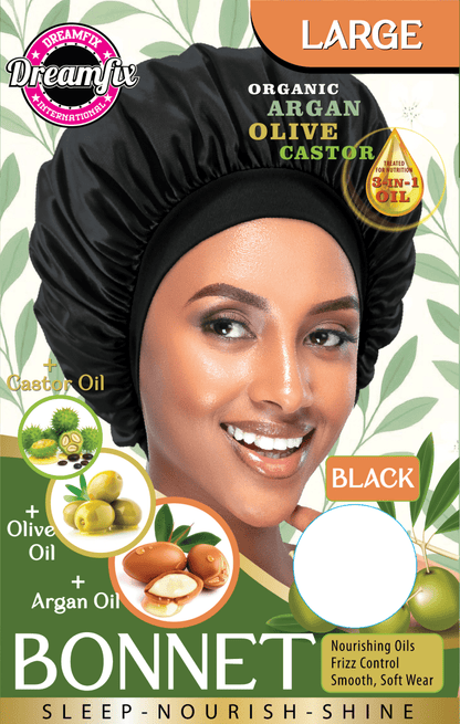 Dreamfix Health & Beauty Large / Black Dreamfix Organic Argan Olive Castor Bonnet
