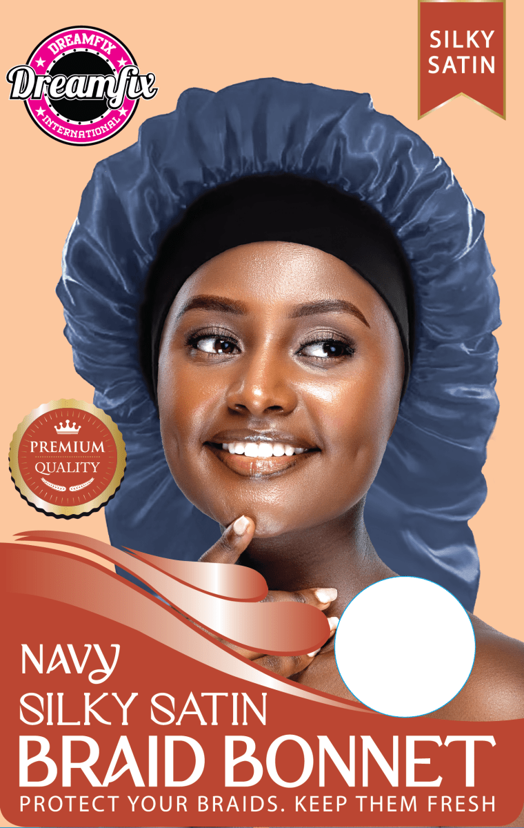 Dreamfix Health & Beauty Navy Dreamfix Silky Satin Braid Long Bonnet
