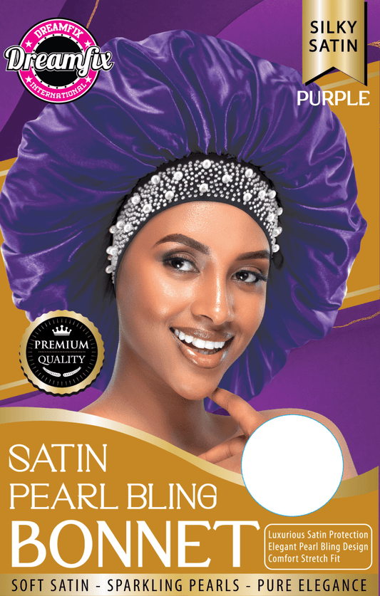 Dreamfix Health & Beauty Purple Dreamfix Satin Pearl Bling Bonnet