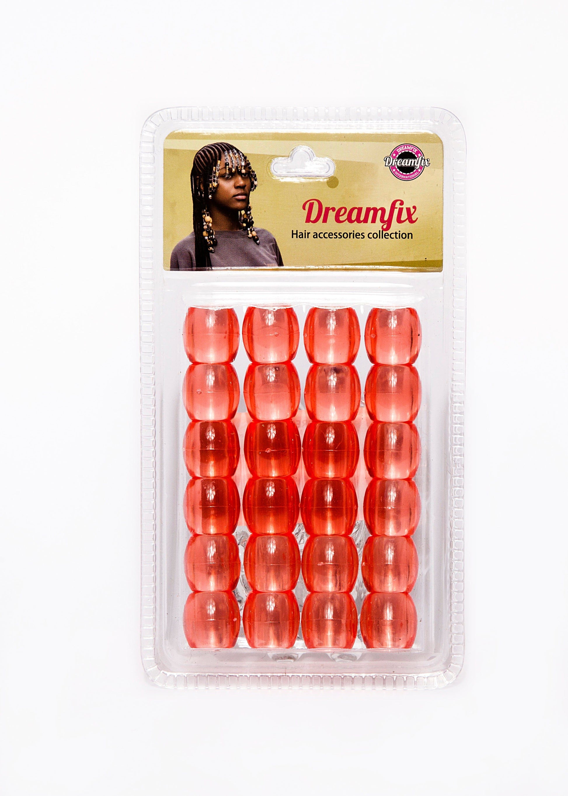 Dreamfix Health & Beauty red Dreamfix Jumbo Hair Beads Transparent