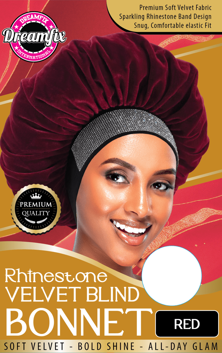 Dreamfix Health & Beauty Red Dreamfix Rhinestone Velvet Blind Bonnet