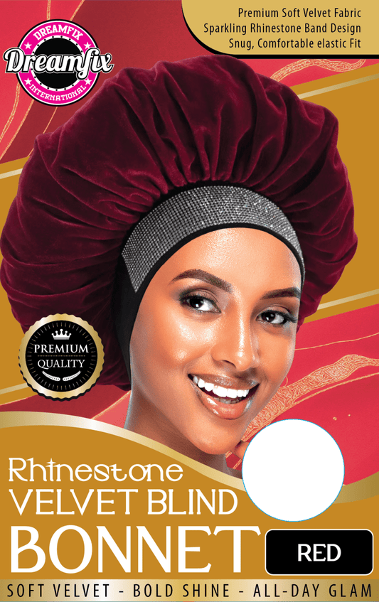Dreamfix Health & Beauty Red Dreamfix Rhinestone Velvet Blind Bonnet
