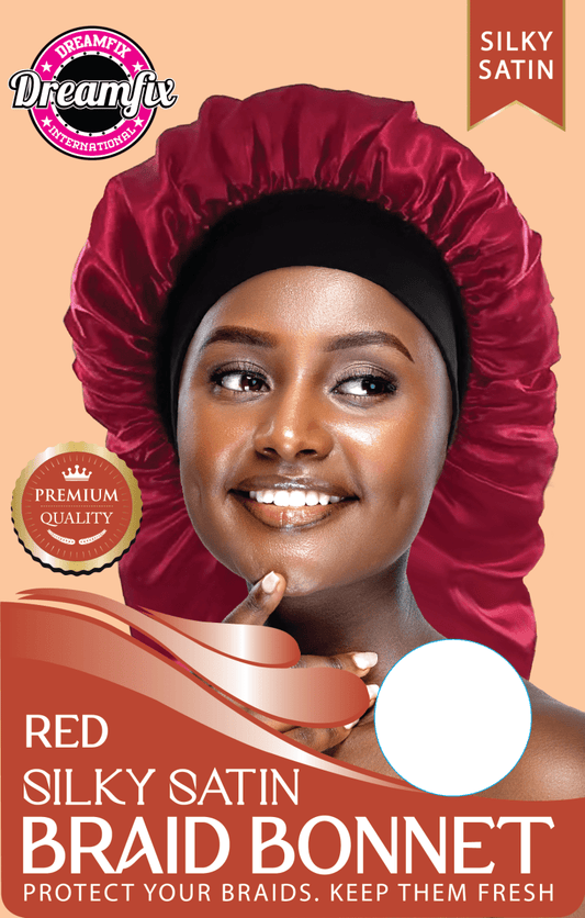 Dreamfix Health & Beauty Red Dreamfix Silky Satin Braid Long Bonnet