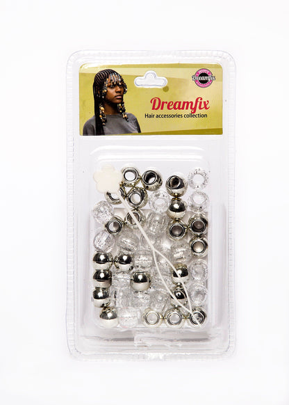 Dreamfix Health & Beauty Silver Dreamfix Plastic Hair Beads Double Color For Kids and Transparent