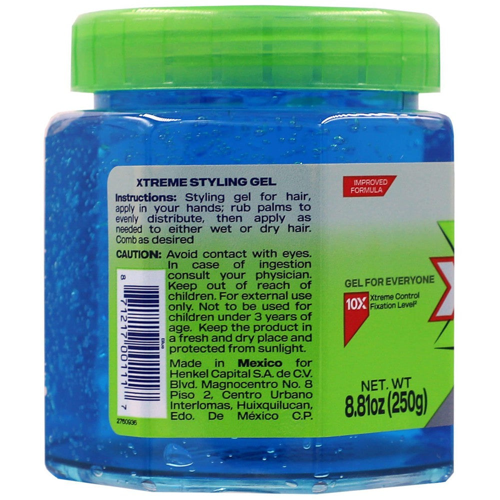 Extreme Xtreme Pro-Expert Blue Styling Hair Gel Xtreme Control W Aloe Vera 8.82oz/250g