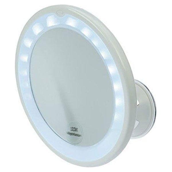 Fantasia Suction Cup Mirror, 10X Magnification, Led Bulb