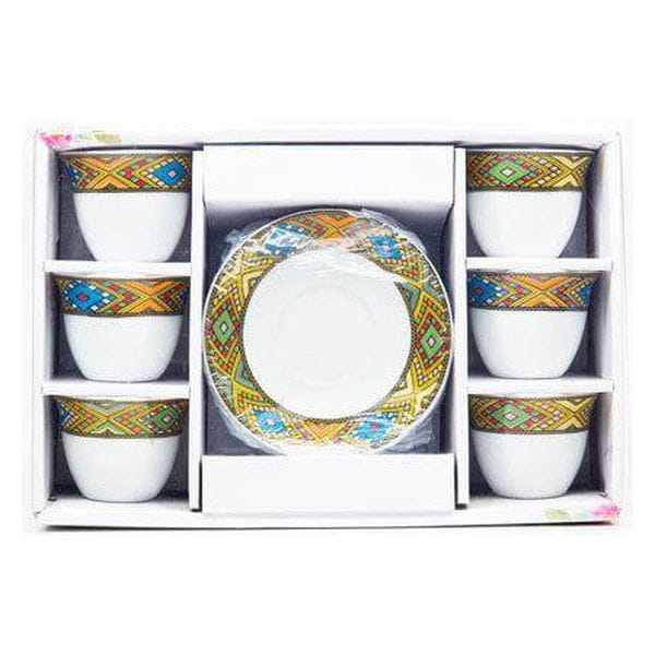 HABESHA Health & Beauty Coffee cups and coasters set of 6 decor Tibib