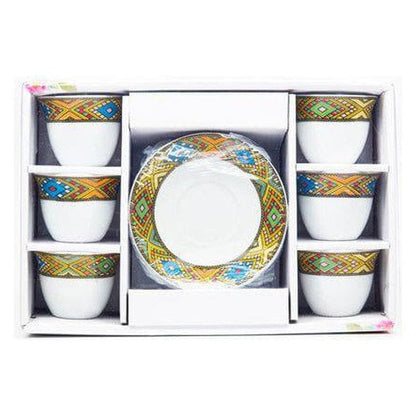 HABESHA Health & Beauty Coffee cups and coasters set of 6 decor Tibib