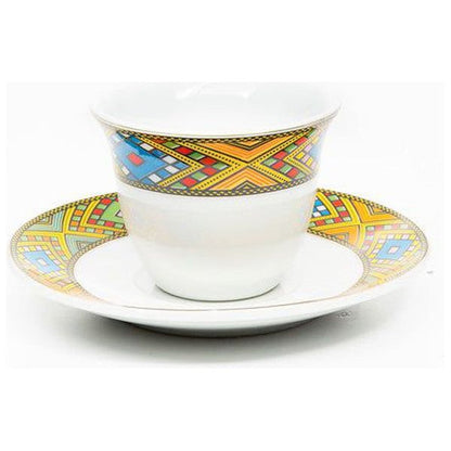 HABESHA Health & Beauty Coffee cups and coasters set of 6 decor Tibib